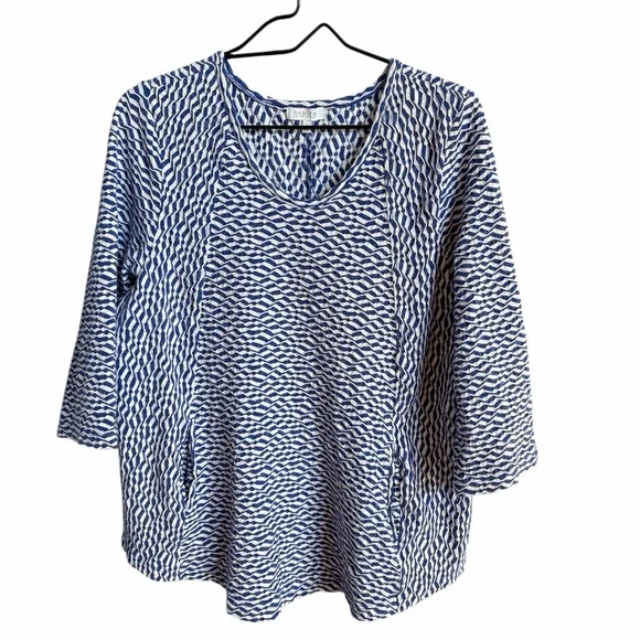 Habitat Blue and White Textured Top - Picture 1 of 6